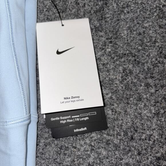 NWT Nike Dri Fit “Zenvy” High Rise 7/8 Length Women’s Medium Light Blue Leggings - Picture 2 of 5